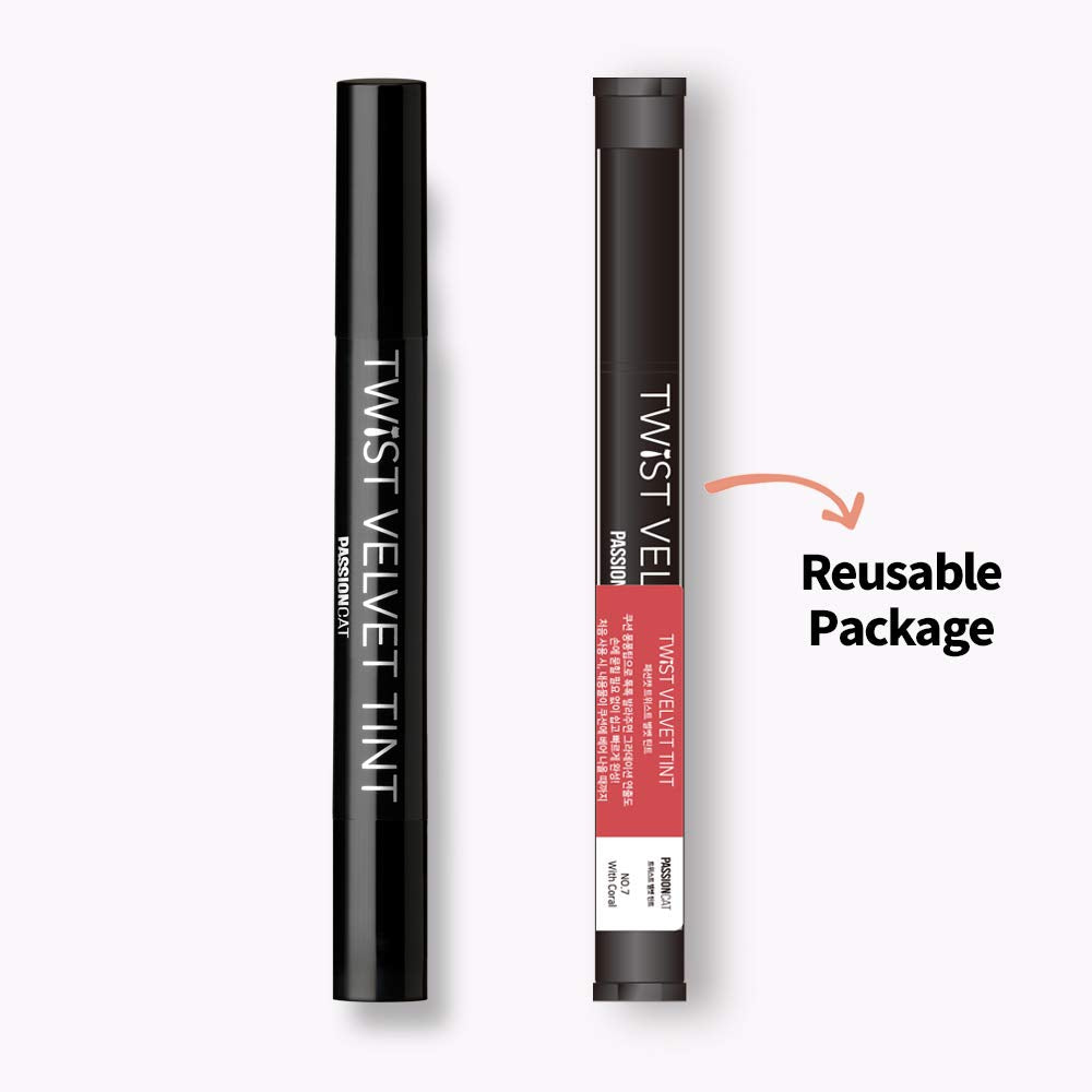 PASSIONCAT Long Lasting Lip Stain for Lips and Cheek Tint | High Pigment Color | lightweight Matte Finish | Weightless | Full Coverage | Twist Velvet Tint #7 (No.7)