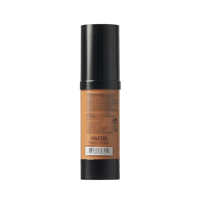 Kiss New York Professional Liquid Foundation - Lightweight and Hydrating Formula, Natural Finish, Control Shine, Cover Pores, Medium to Full Coverage, Green Tea Extract (Maple)