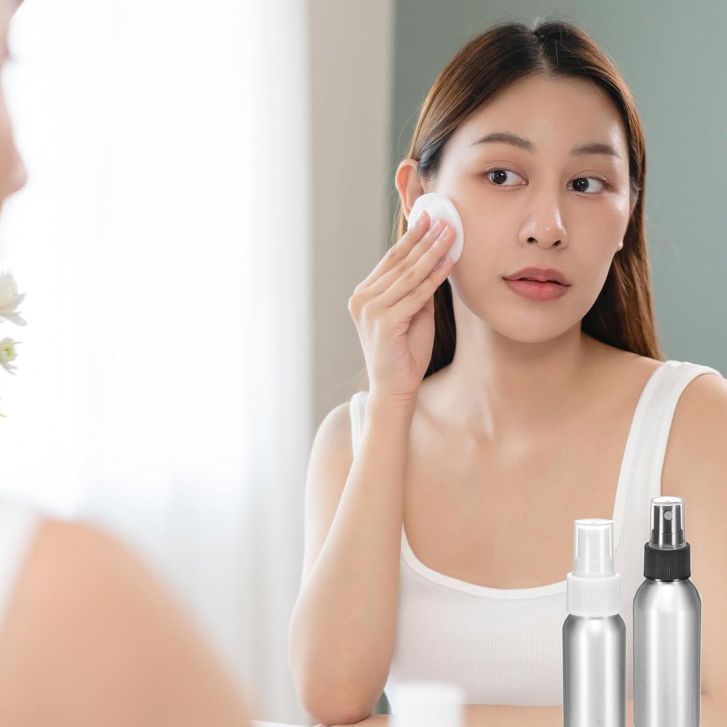 HARFINGTON 3pcs Aluminum Fine Mist Spray Bottles 80ml/2.7oz Metal Small Liquid Alcohol Refillable Travel Container with Black Plastic Nozzle Cap for Perfume Skincare Cosmetic Storage Bottle