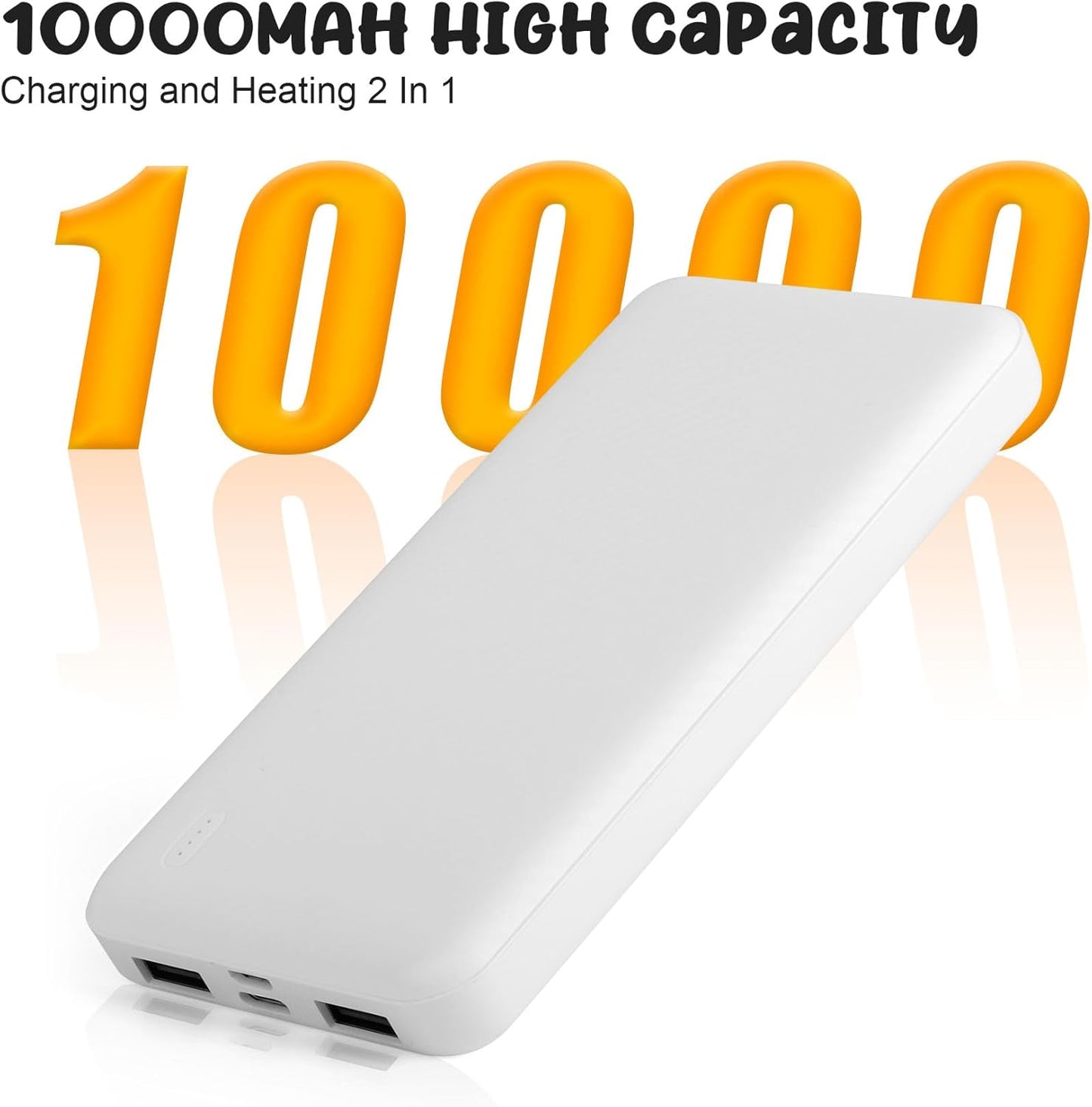 Hand Warmers Rechargeable, Electric Hand Warmer with 10000mAh Power Bank, Double-Sided Heating, Graphene Heated Gloves, Hand Warmers for Women, Indoor, Outdoor, Hunting, Camping