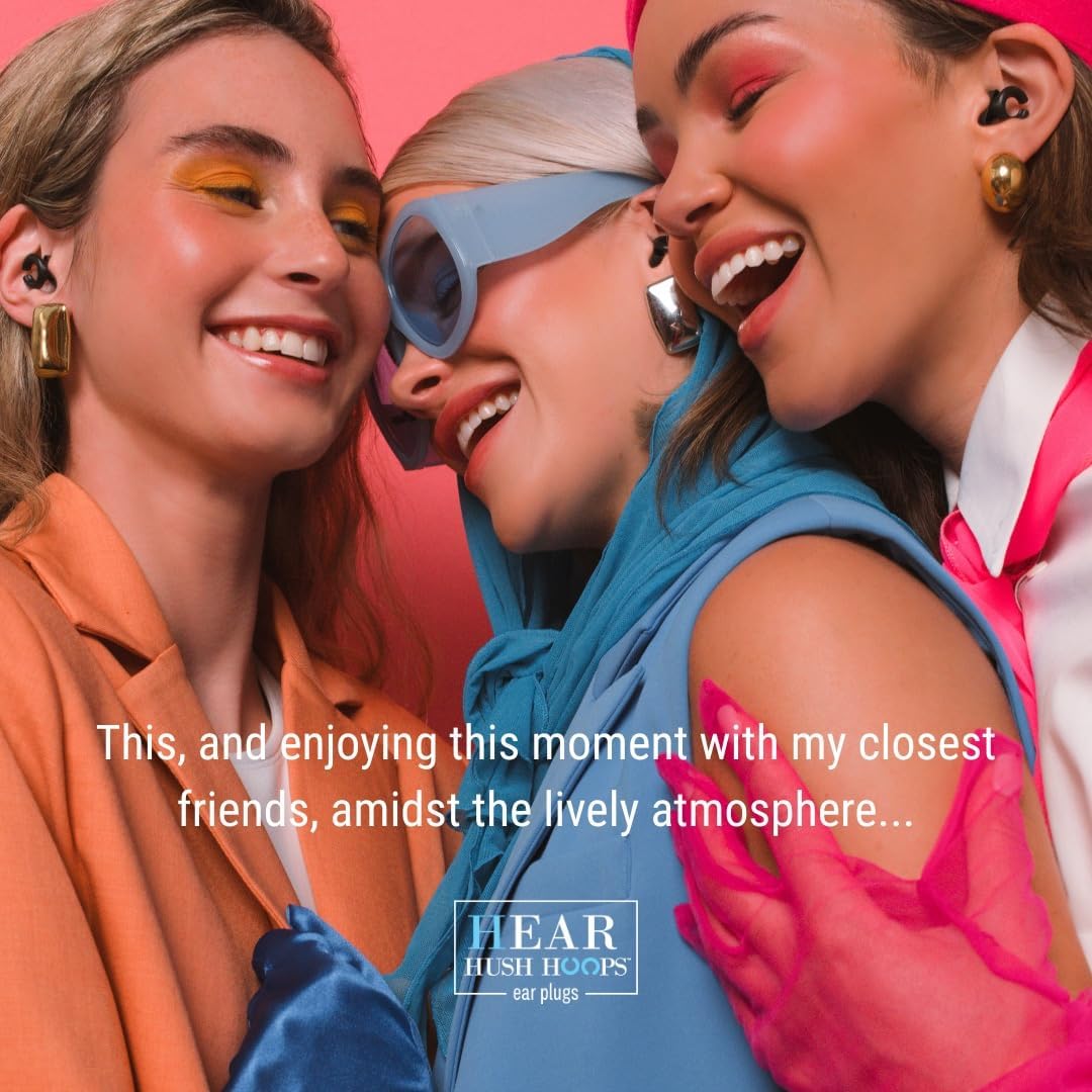 Hush Hoops Ear Plugs, Ultra-Soft Reusable Silicone Plugs with Horseshoe Shape for Comfort, Designed for Sleep and Sound Suppression, 17dB (NRR) Noise Reduction Rating, Blue, 1 Pair with Travel Case