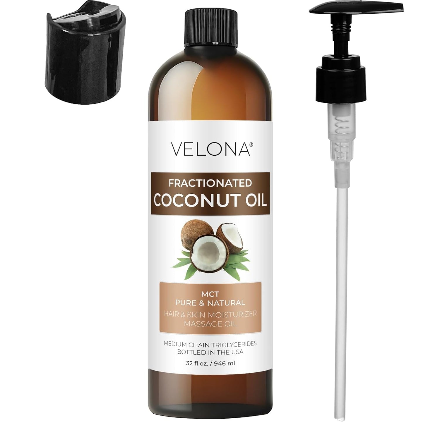velona MCT Coconut Oil - 32 Fl Oz | 100% Pure and Natural Carrier Oil | Fractionated | Skin, Face, Body, Hair Care | Use Today - Enjoy Results