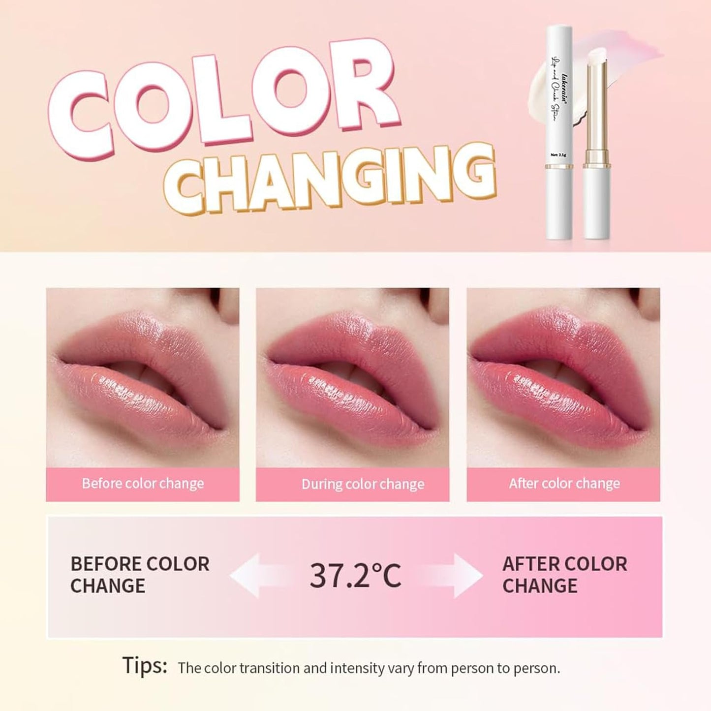4Pcs Magic Color Changing Lipstick,Transferproof Labiales Magicos 24 Horas Originales,PH Color Changing Lipstick Lip Balm,Long Lasting Waterproof Non-Sticky Lip Balm Pink Gloss for Women (1set)