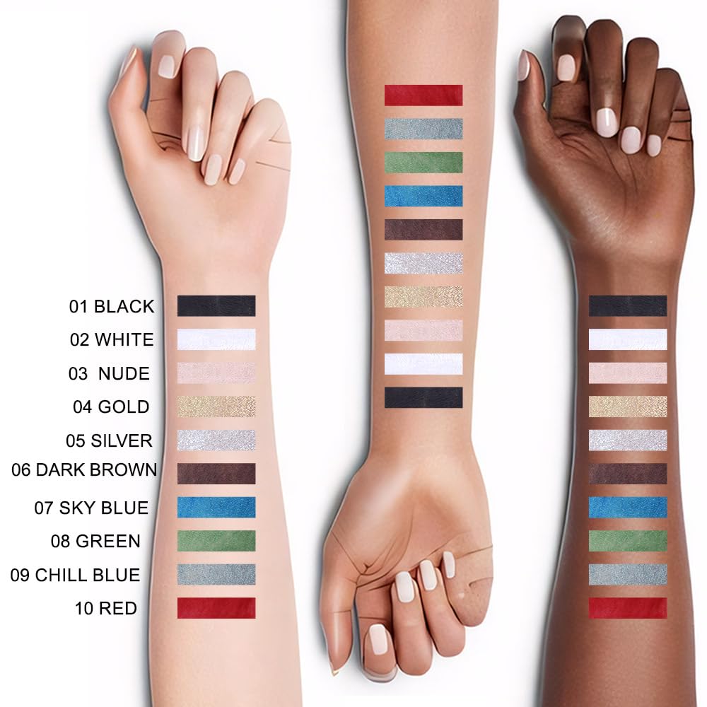 evpct 1Pcs Nude Color Gel Glitter Eyeliner Pencils Set for Women Waterline Waterproof Smudge Proof lapiz de ojos delineador de ojos contra el agua Eye Liner Makeup,03# Nude