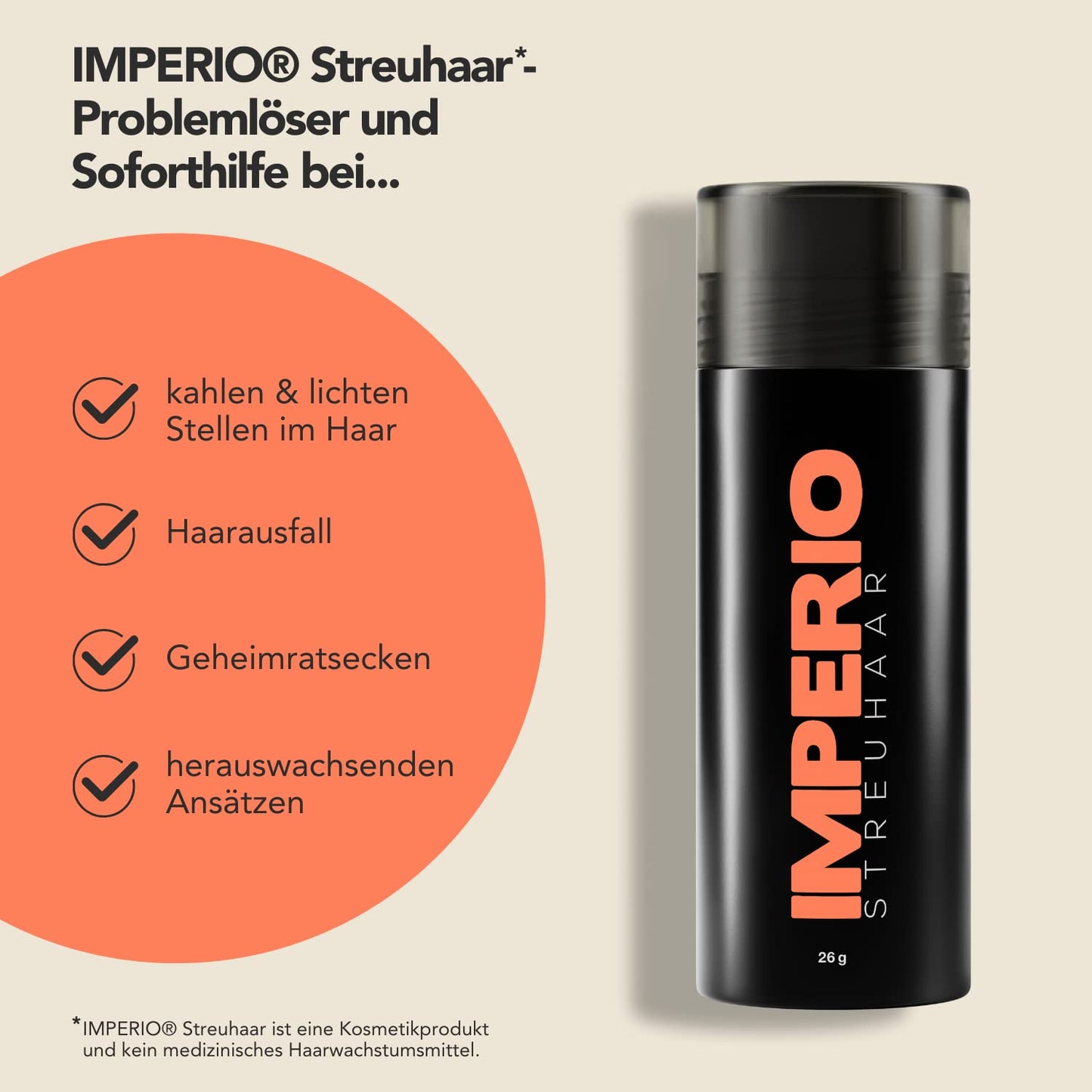 IMPERIO Hair Building Fibers for Thinning Hair - 26g Premium Hair Fibers for Women & Men in Hairdresser Quality - Hair thickening in less than 20 seconds (Medium Blonde)