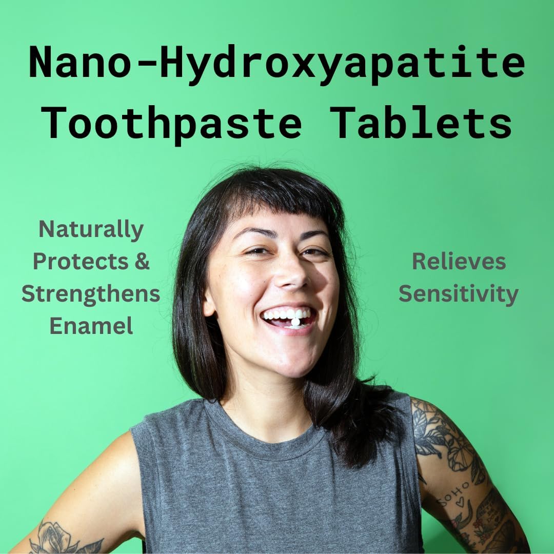 Canary Nano Hydroxyapatite Toothpaste Tablets Peppermint - Remineralizing, Fluoride Free, All Natural Tabs with Xylitol - Great for Travel, Plastic Free - 126 Count