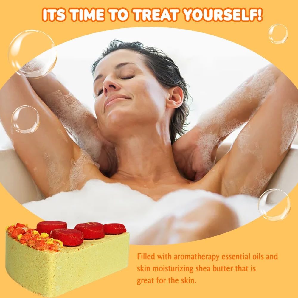 Pizza Bath Bombs Set of 8 Slices – Large Fizzies for Relaxing Bubble Bath, Handmade Spa Gift for Women, Men & Kids – Fun Pizza-Shaped Aromatherapy Bath Bomb Gift Set