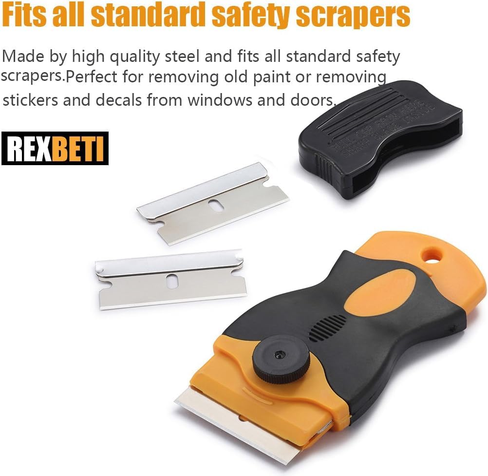 REXBETI 800PCS Single Edge Razor Blades, Industrial Scraper Razor Blades, Replacement Box Cutter Blades, Suitable for Removing Labels, Decals, Stickers