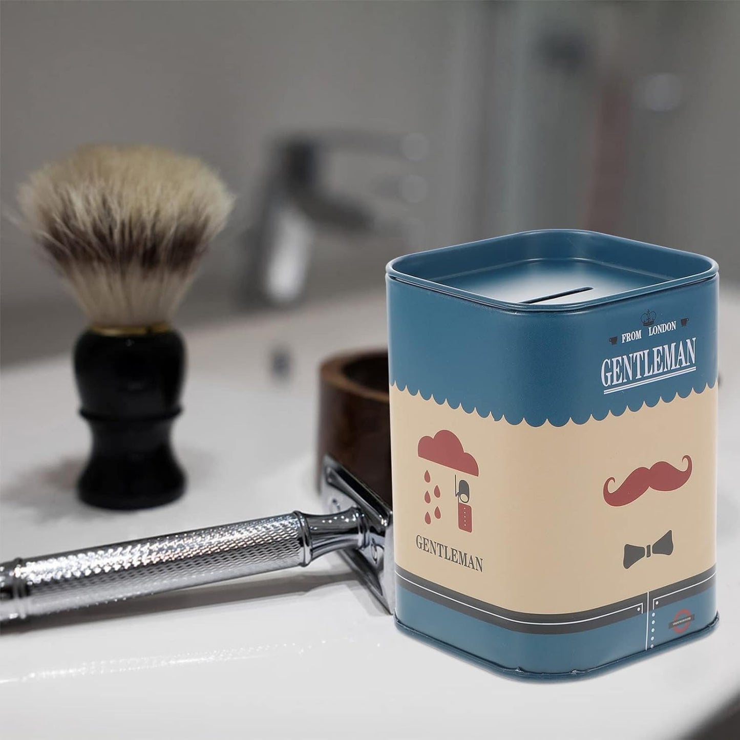 Beaupretty Razor Disposal Case Stainless Steel Safety Razor Disposer Razor Bank Storage Container for Safety Razor Storagement Blue