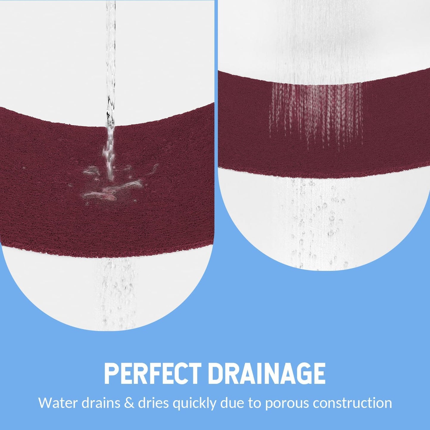 Non-Slip Bathtub Mat, Anti Slip Shower Mat, Fast Drying Bathtub Mats, Foot Scrubber Mat, Anti Slip Mat for Tub, Floor, Bathroom, Kitchen, Home, Hotel (Wine Red 40"×28")