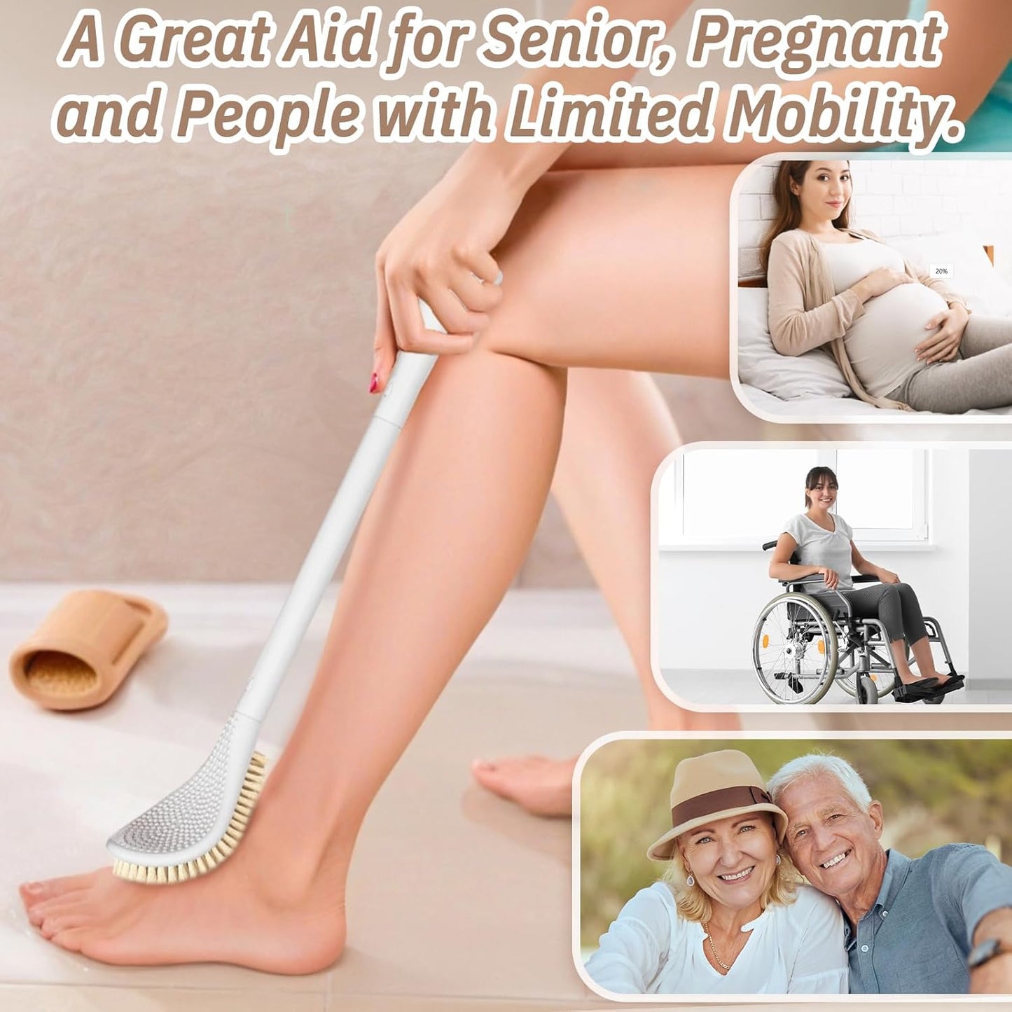 New Foot Brush & Foot File Set(2PCS), 3-in-1 Foot Scrubber in Shower, 10.2’’-27.5’’Adjustable Long Handle Foot Scrub Brush and Upgrade Foot File Callus Remover, Gift-Box Packed(Pink Set)