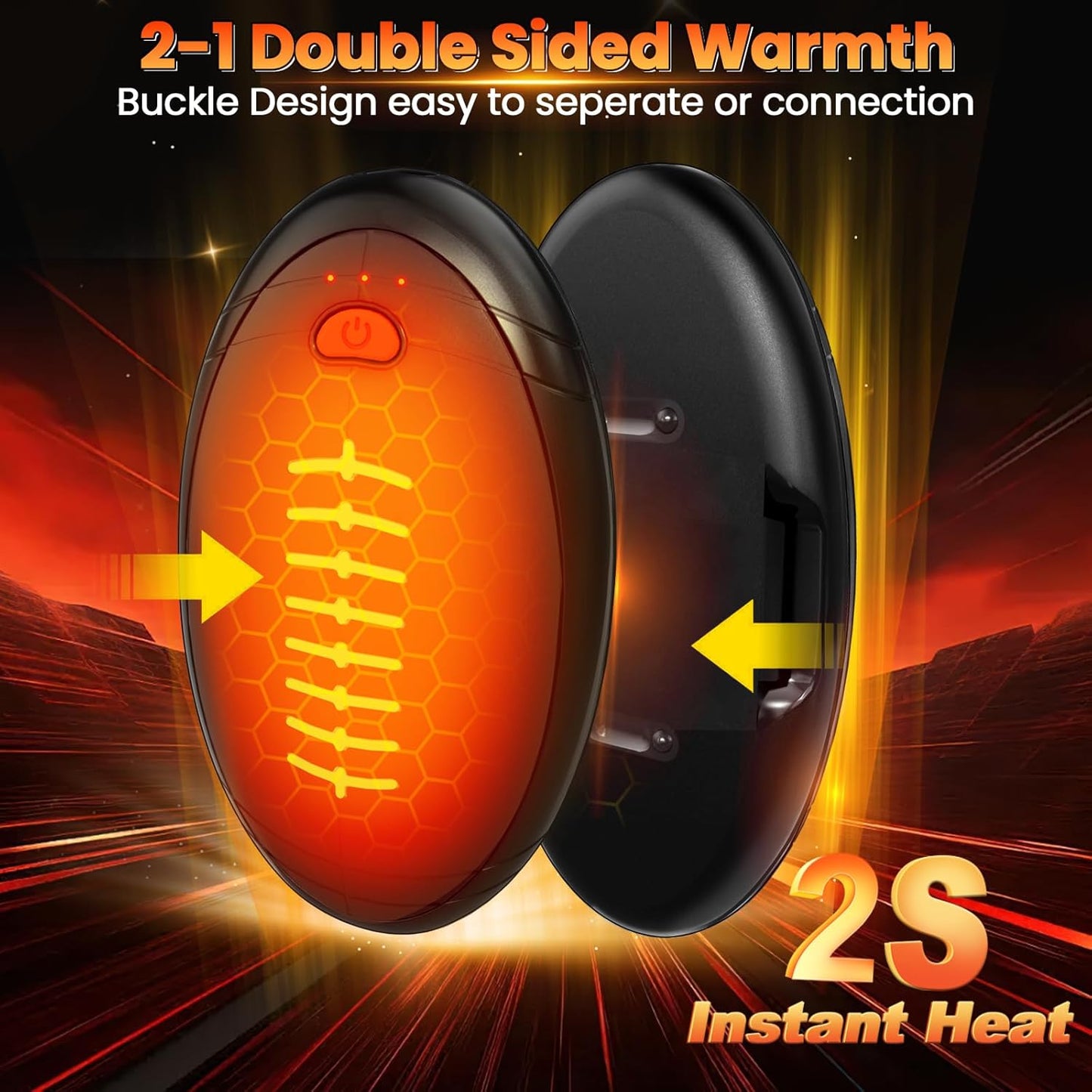 Hand Warmers Rechargeable, 2 Pack Temperature Electric Heater Football Shape Hand Warmer, Quick Charge Portable Hand Warmer Gift for Christmas Outdoors, Hunting, Golf, Camping