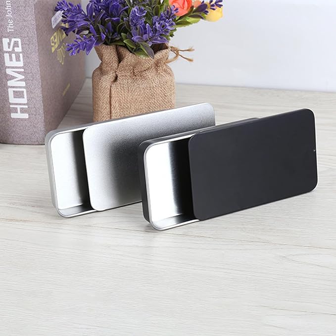 Lip Balm Tins Slide Top Tin Containers for Lip Balm Crafts Storage Kit - 0.25oz 3 Pack (SILVER)