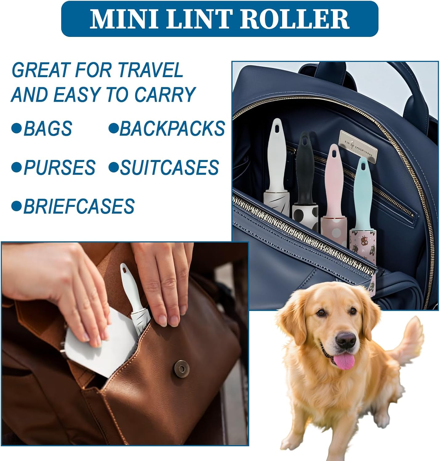 8Pcs Mini Lint Roller Travel Size, Mini Lint Roller for Purse, Portable Lint Rollers for Pet Clothes Travel Lint Bursh Rollers, Cat Hair Extra Sticky Clothes Removal Tool for Bags Furniture 5.9×1.1In