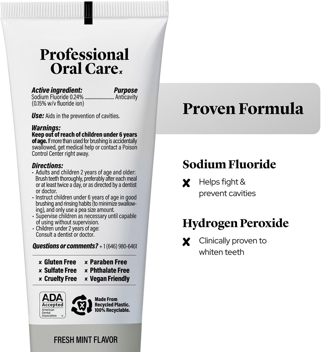 Professional Ultra Whitening Toothpaste - 2 Pack - Sensitive Teeth Whitening Toothpaste with Sodium Fluoride & Hydrogen Peroxide, ADA Approved, Vegan, 2 x 4.2oz