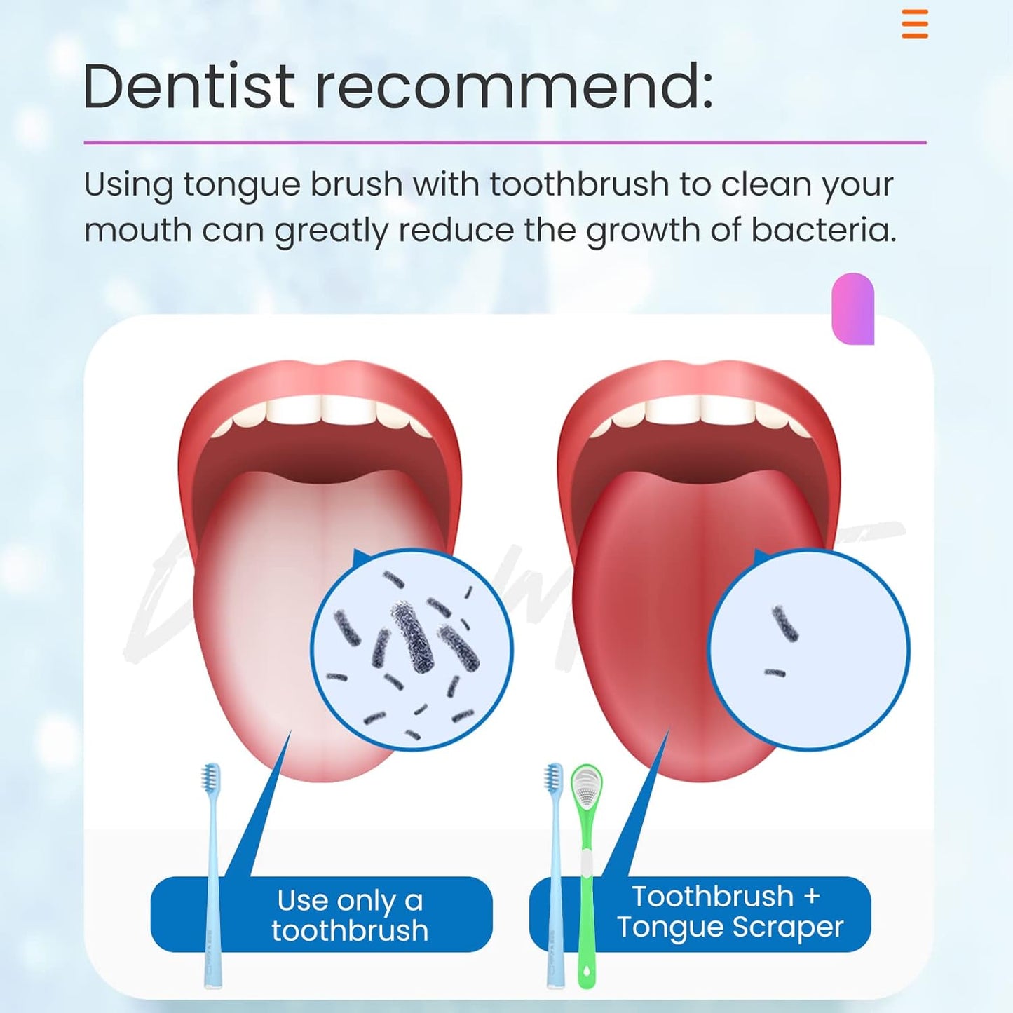 Y-Kelin Double-Side Desiged Tongue Scraper, Ultra-Soft Tongue Brush Tongue Cleaner (3 Pack)