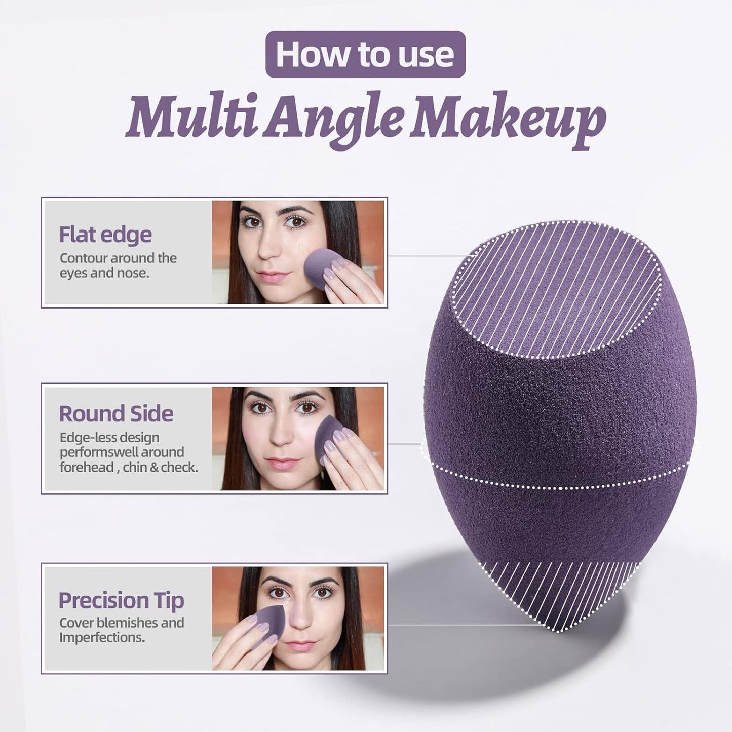 Makeup Sponge Set BS-MALL Blender Sponges 7 Pcs for Liquid, Cream, and Powder, Multi-colored with 1 Mini Makeup Sponge Pink (B-Purple)