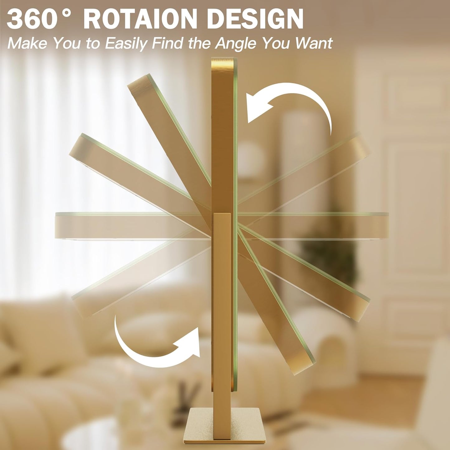 Vanity Mirror with Lights, 12.6"×15" LED Makeup Mirror, Lighted Makeup Mirror with Lights, Smart Touch Control Dimmable 3 Modes Light, Lighted Up Mirror for Makeup Desk, Gold