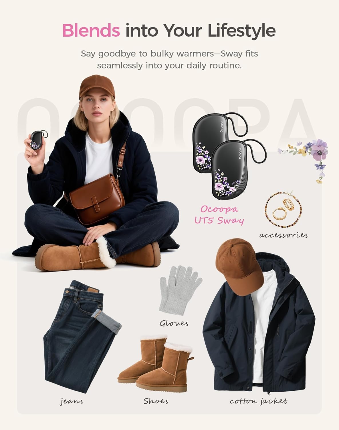 OCOOPA Hand Warmers Rechargeable 2 Pack, Ultra Slim Electric Hand Warmers, Portable Pocket Heater, Comb-Inspired, Fits in Gloves,UL Certified, Winter Essentials,UT5 Sway