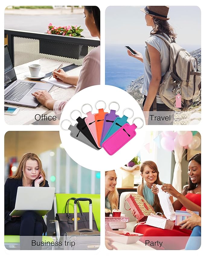 Chapstick Holder Lip Balm Sleeve Pouch Chapstick Holder With Clip Lipstick Lip Gloss Holder Stocking Stuffers Gift for Women (7pcs)