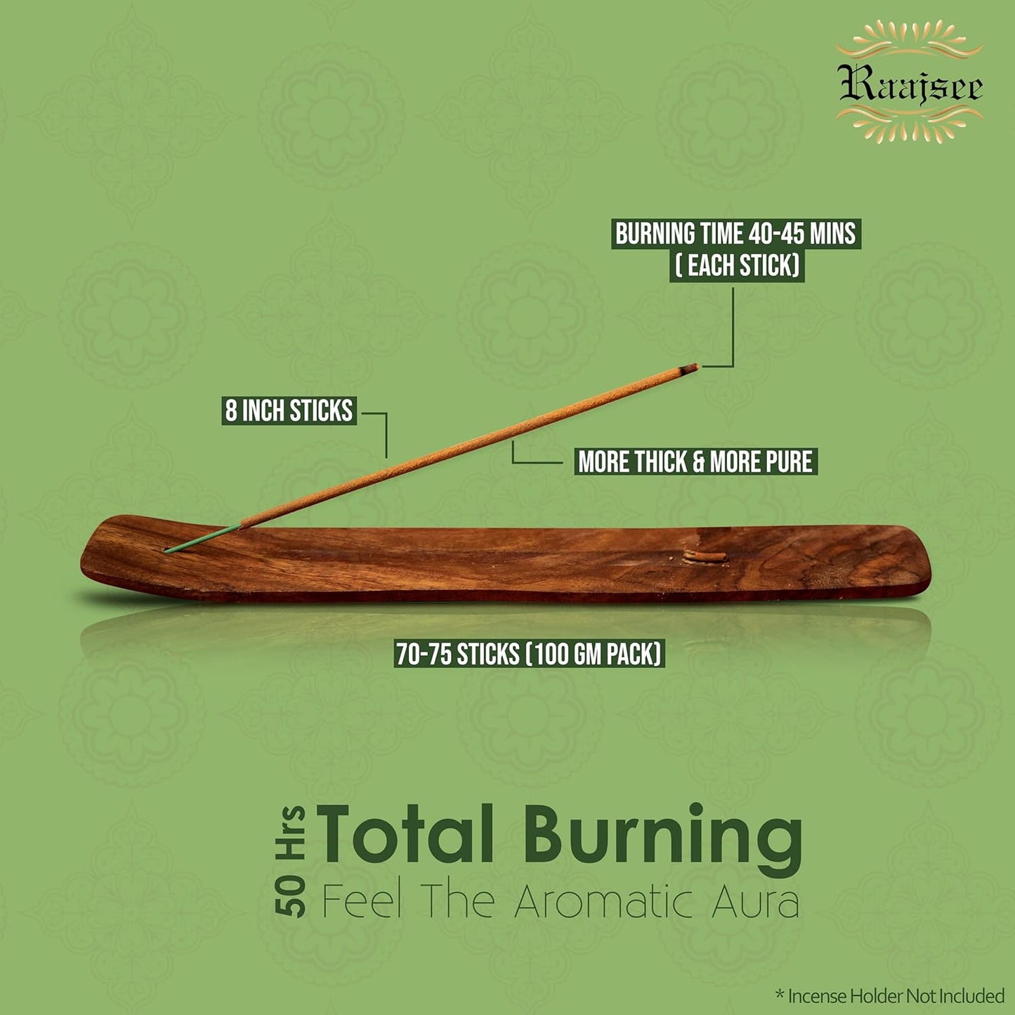 Raajsee Incense Sticks Eucalyptus 100 gm Pack-100% Pure Organic Natural Hand Rolled Free from Chemicals-Perfect for Church, Aromatherapy,Relaxation,Meditation,Positivity & Sensual Therapy