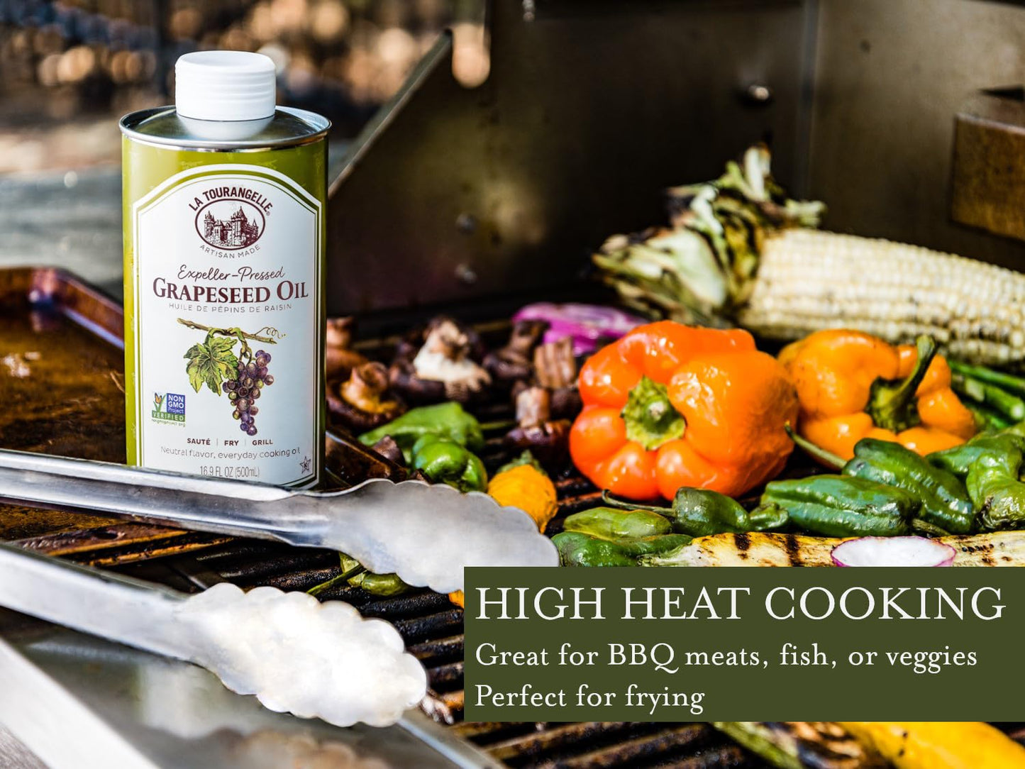 La Tourangelle, Expeller-Pressed Grapeseed Oil, High Heat Neutral Cooking Oil, Cast Iron Seasoning, Also Great for Skin, Hair, and DIY Beauty Recipes, 5 Liters