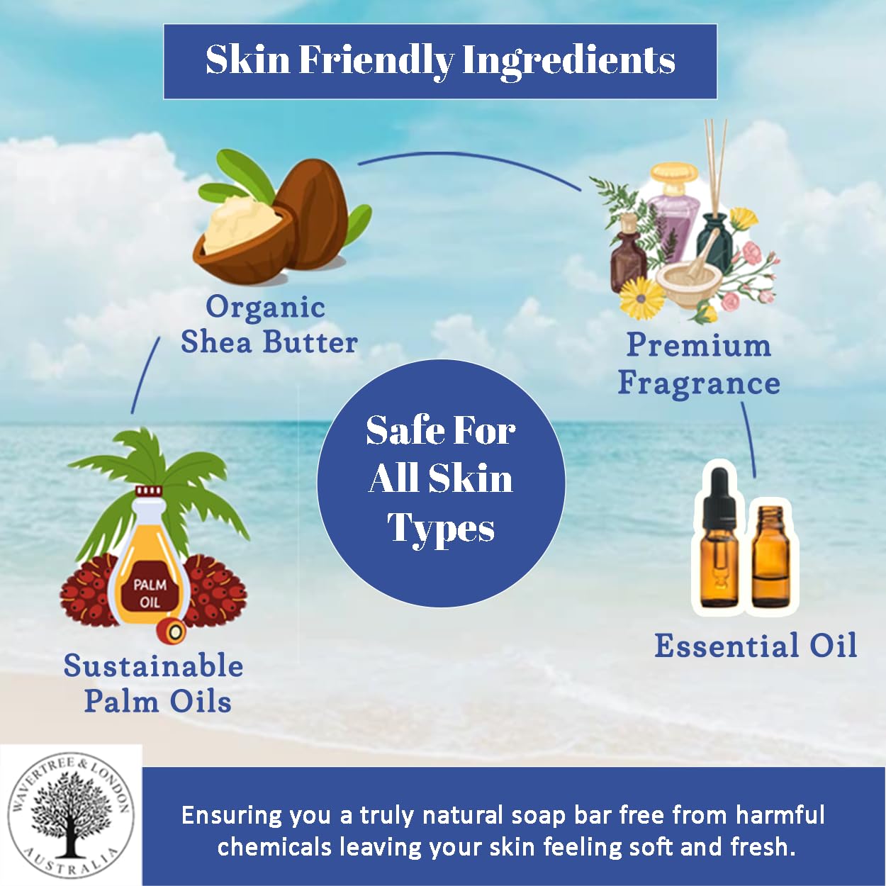 Wavertree & London Cosmopolitan Scented Natural Soap (8 Bars), 7oz Moisturizing French Triple Milled Soap Bars enriched with shea butter - Pure Plant Oil Bath & Body Bars for All Skin Types