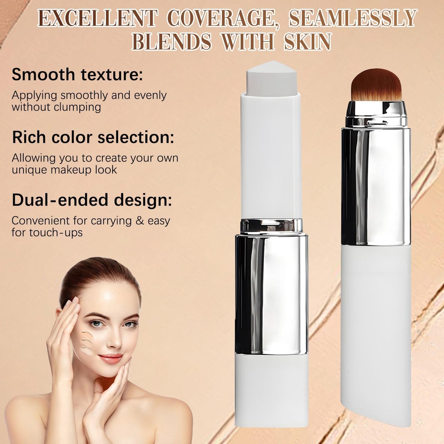 Blanc Cover Cream Stick, Color Changing Brightening Makeup Base, Hydrating Concealer, White Foundation for Flawless Look (Ivory)