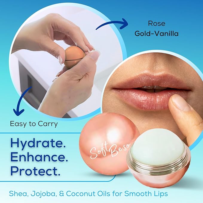 SoftBeso Lip Balm (Rose Gold-Vanilla) Flavored Lip Care | Lip Balm for Beautiful, Soft Lips | For Dry and Chapped Lips| Vegan| Clean ingredients