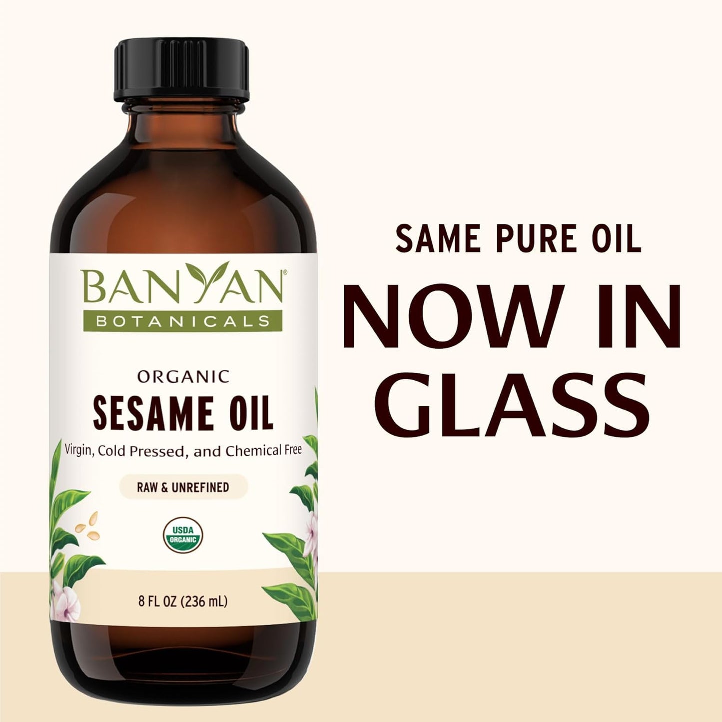 Banyan Botanicals Sesame Oil – Organic & Unrefined Sesame Oil for Skin, Body, Hair & More – Multiple Sizes – 8 oz – Non GMO Sustainably Sourced Vegan
