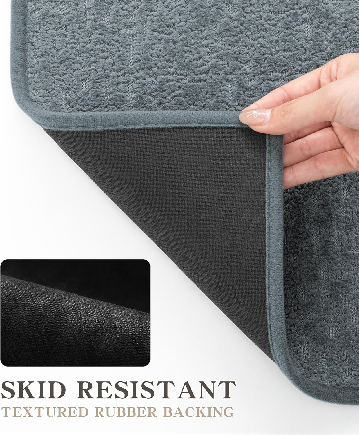 chakme Bathroom Rug Sets 5 Piece, Ultra Thin Bath Mat Quick Dry Bath Mat Set, Absorbent Bath Mat for Bathroom Non Slip Machine Washable, (Light Blue, 5 Piece)