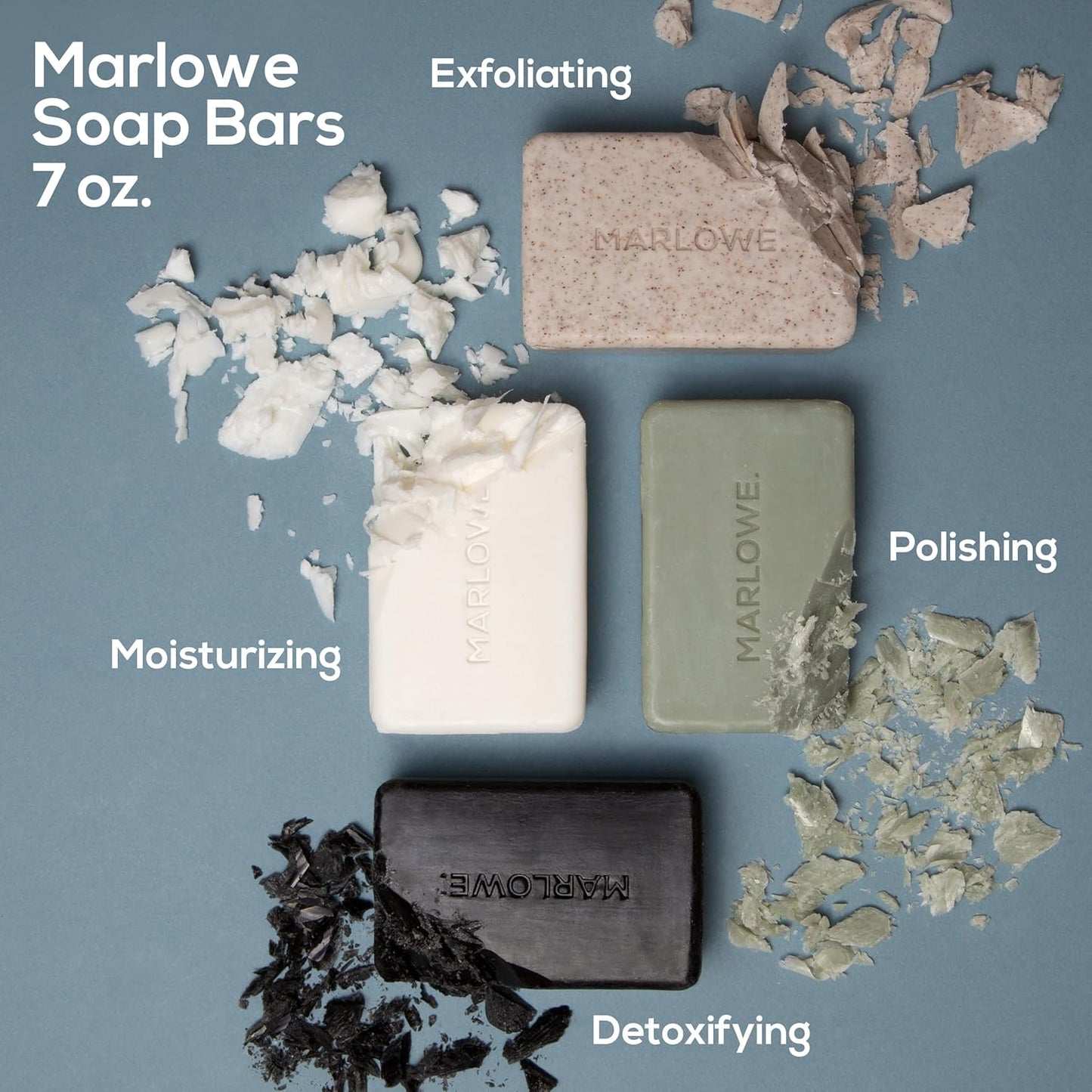 MARLOWE. No. 106 Charcoal Soap 7 oz, Body Bar Soap for Men, Cleansing, Purifying & Hydrating with Natural Extracts, Shea Butter, Olive Oil & Green Tea Extracts, Fresh Woodsy Scent
