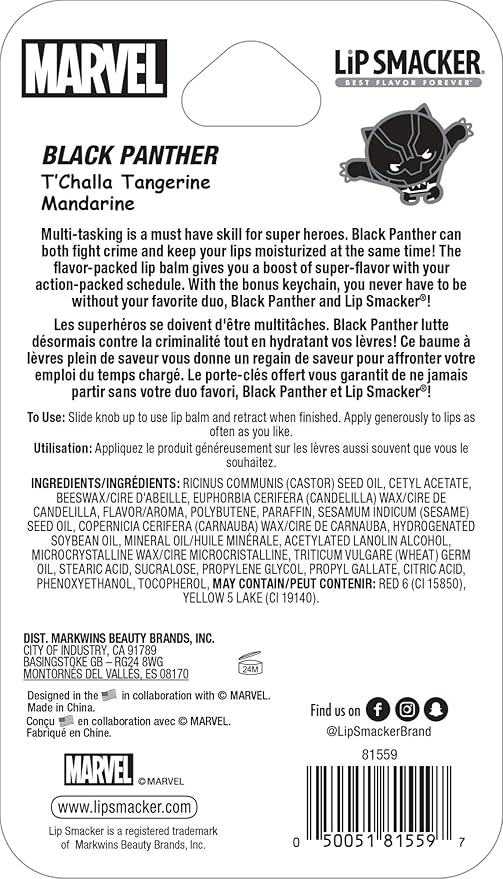 Lip Smacker Marvel, keychain, lip balm for kids - Black Panther