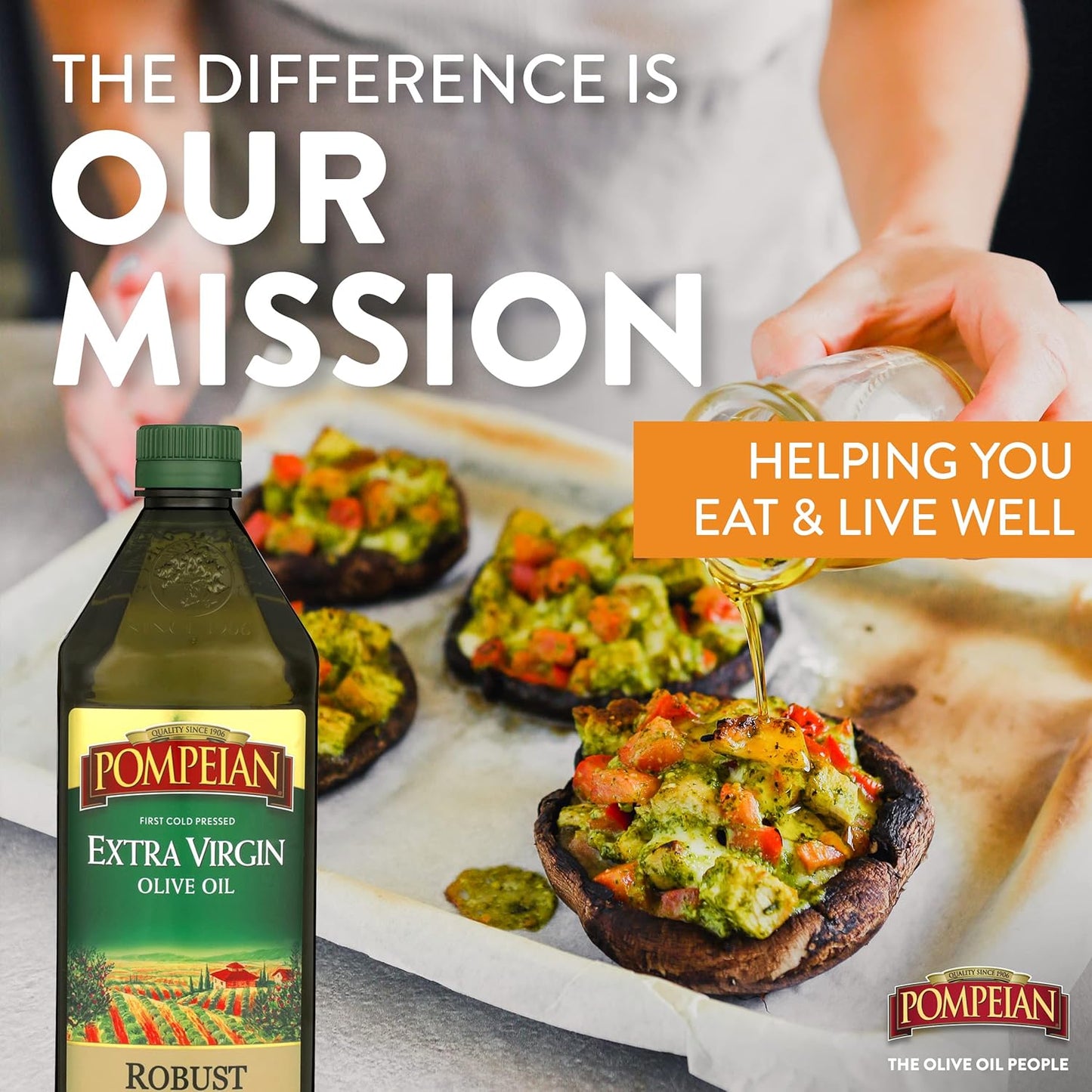 Pompeian Robust Extra Virgin Olive Oil, Contains Polyphenols, First Cold Pressed, 32 Fl Oz