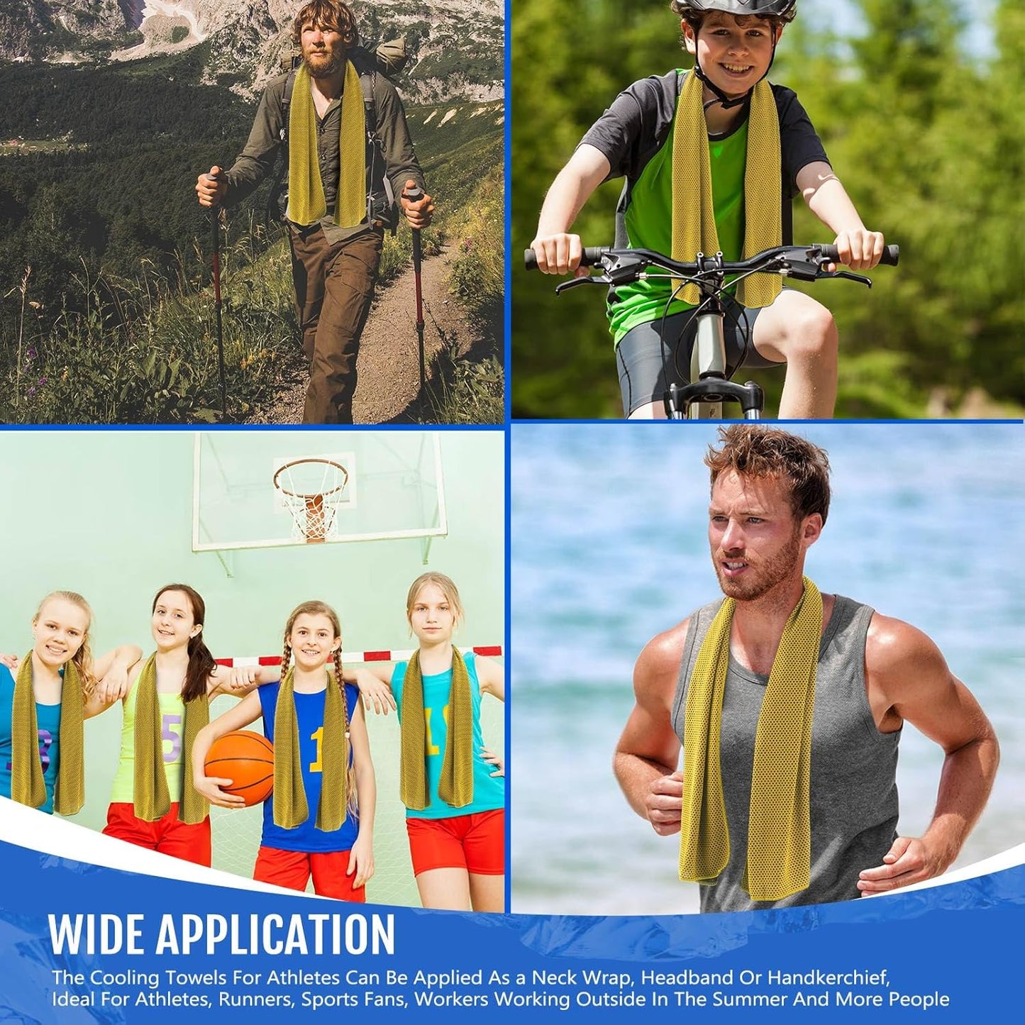 Hosuly 30 Pack Cooling Towels, 40"x12" Ice Breathable Soft Chilly Sweat Rag Microfiber Workout Rags for Gym Cooling Towels for Neck and Face for Yoga Golf Sport Running