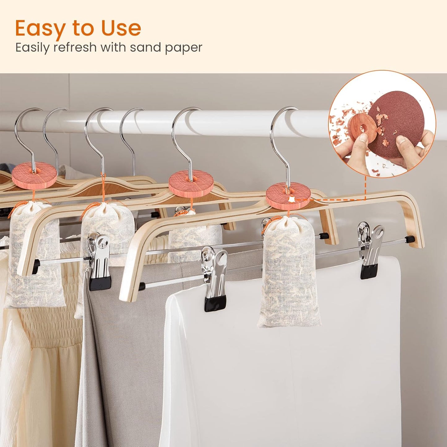 Homode Cedar Chips and Bags, Fresh Cedar Wood Rings and Sachets for Clothes and Shoes Storage, Ideal for Closets and Drawers, 40 Pack