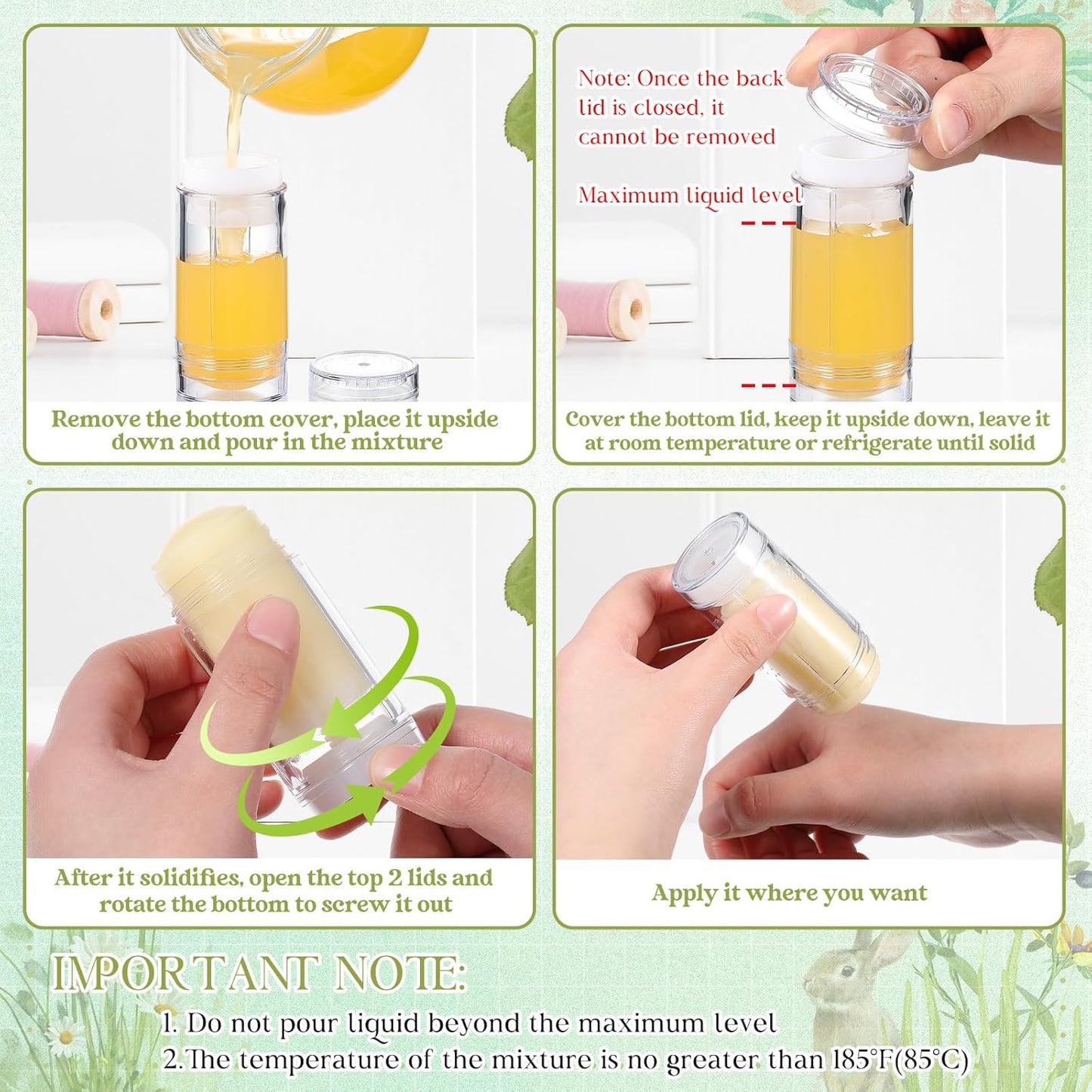 30 Pcs Empty Deodorant Containers Twist up Filling Stick Plastic Deodorant Container Refillable Bottles Bottomfill Round Lip Balm Tubes for Homemade DIY Lipstick Crayon(30 ml,Black)