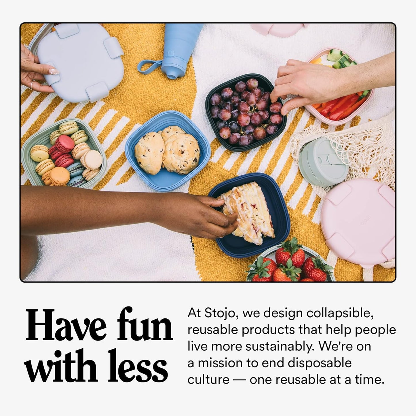 STOJO Collapsible Travel Cup - Reusable To-Go Pocket Size Silicone Bottle for Hot and Cold Drinks - Perfect for Camping - Microwave & Dishwasher Safe (Sage, 12 Ounce (Pack of 1) - No Straw)