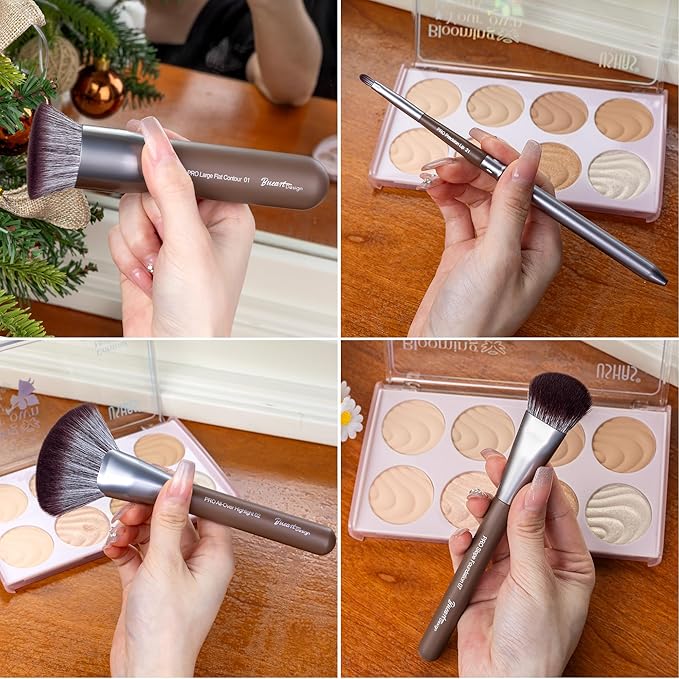 Bueart Design 26 Pcs Chocolate-colored Gift Makeup Brushes Set with Extra Large Holder,Elegant Make up Brushes for Foundation,Face Blending Powder, Contour, Highlight, Concealer, Eyeshadow