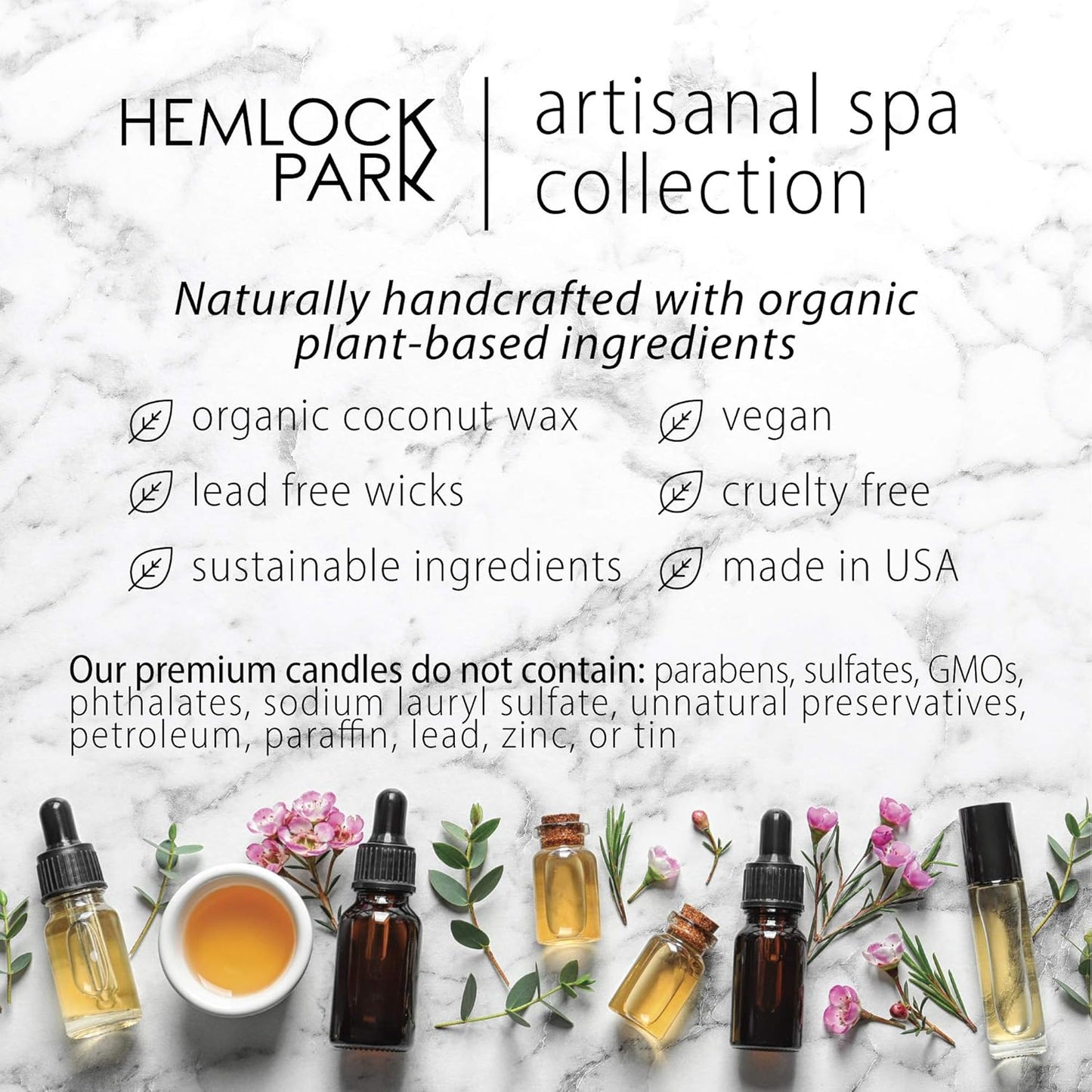 Hemlock Park Sea Salt Orchid Artisanal Spa Gift Box | Apothecary Candle, Shea Butter Soap, Bath Bomb, Mineral Salt Bath Soak | Handcrafted with Plant Based Ingredients