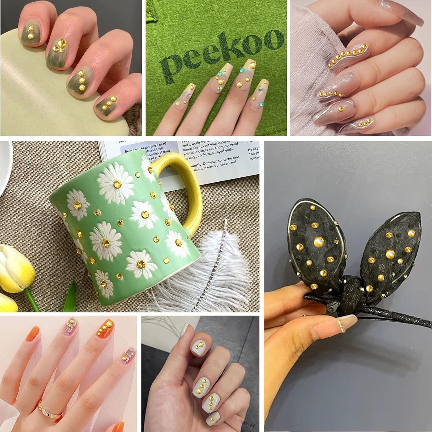 Beadsland 2880pcs Flat Back Crystal Rhinestones Round Gems for Nail Art and Craft Glue Fix, Topaz,SS4,1.5-1.7mm