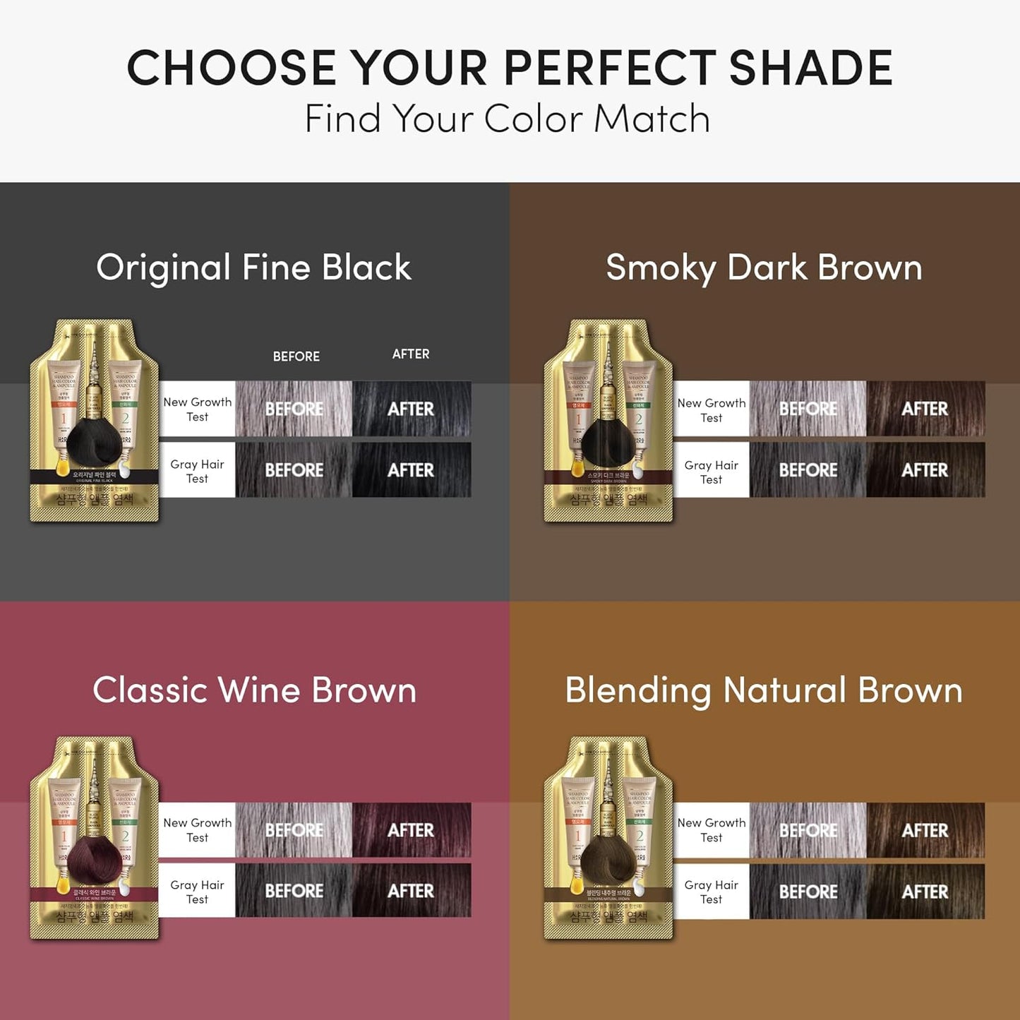 Instant Permanent Hair Color Dye Shampoo Ampoule - Paraben-Free, 5-Minute Easy and Fast Coloring, Keratin & Collagen, Made in Korea (Natural Brown)