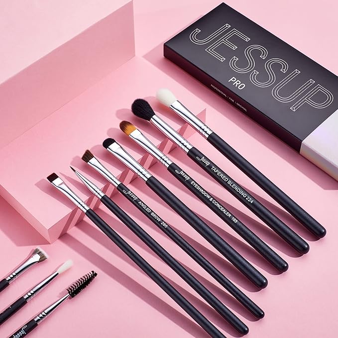 Jessup Eye Makeup Brushes 10 pcs, Premium Synthetic Eyeshadow Blending Concealer Eyebrow Eyeliner Brush Set T315