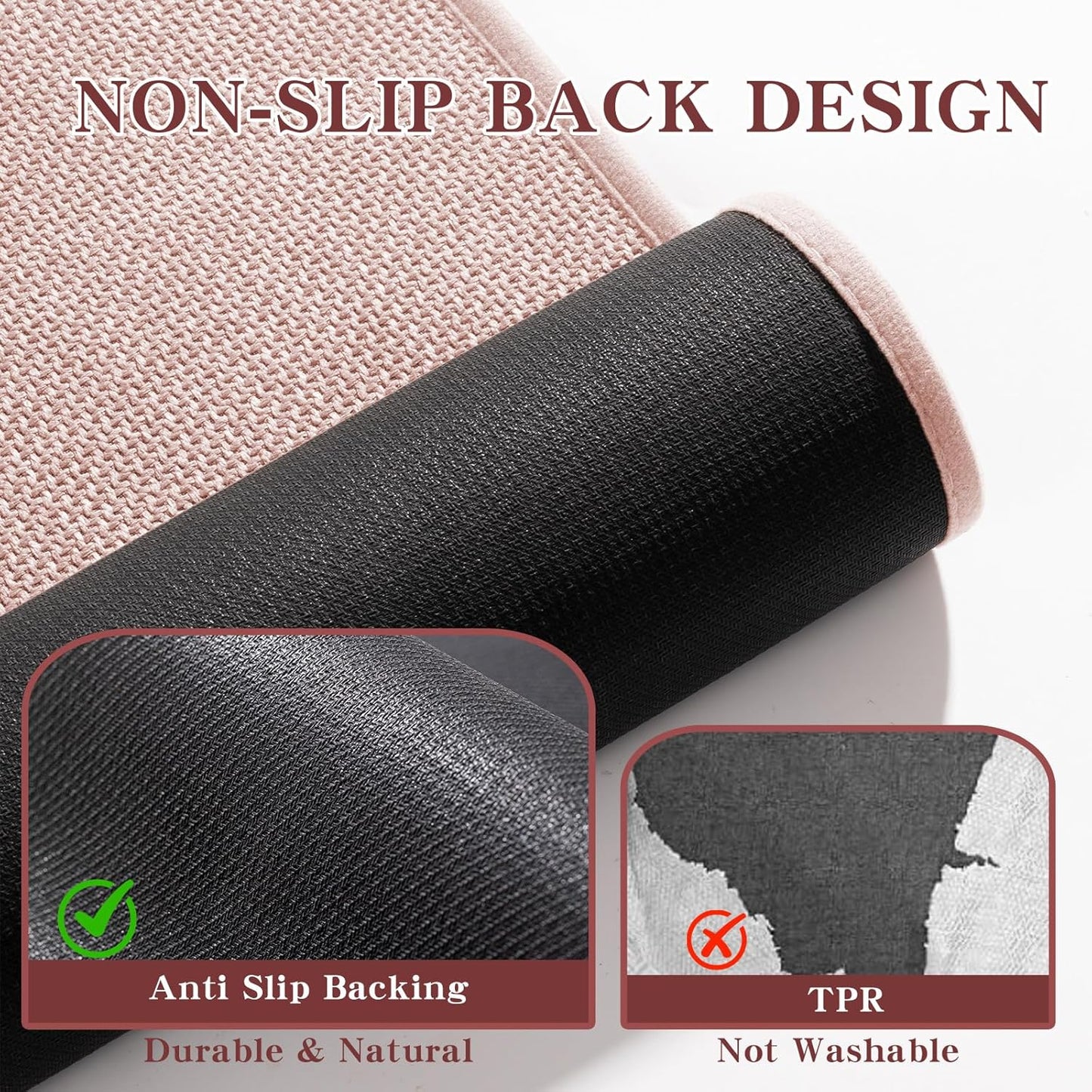 chakme Bathroom Rugs Mat 32x17, Ultra Thin Non Slip Bath Mat Quick Dry Absorbent Bath Mat for Bathroom Floor, (Pink, 32"x17")