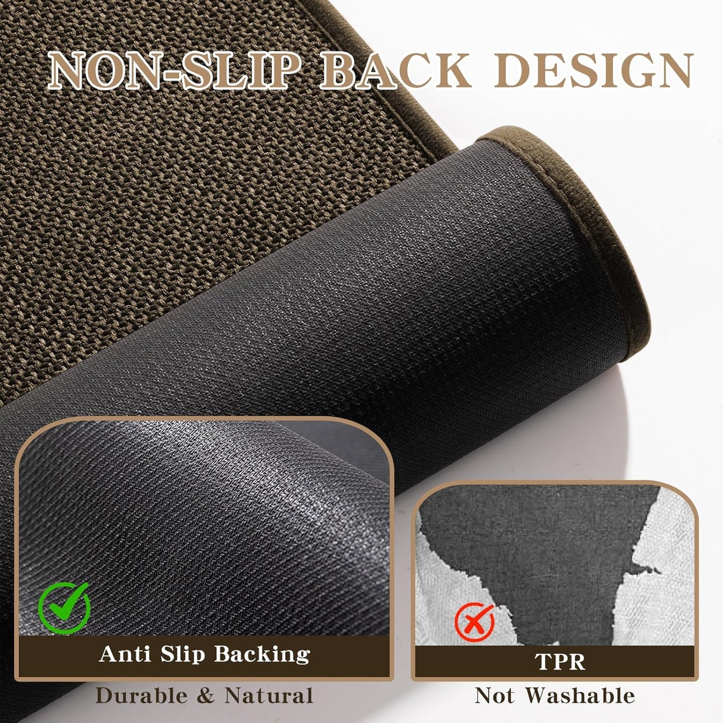 chakme Bathroom Rugs Mat 24x17, Ultra Thin Non Slip Bath Mat Small Quick Dry Absorbent Bath Mat for Bathroom Floor, (Brown, 24"x17")