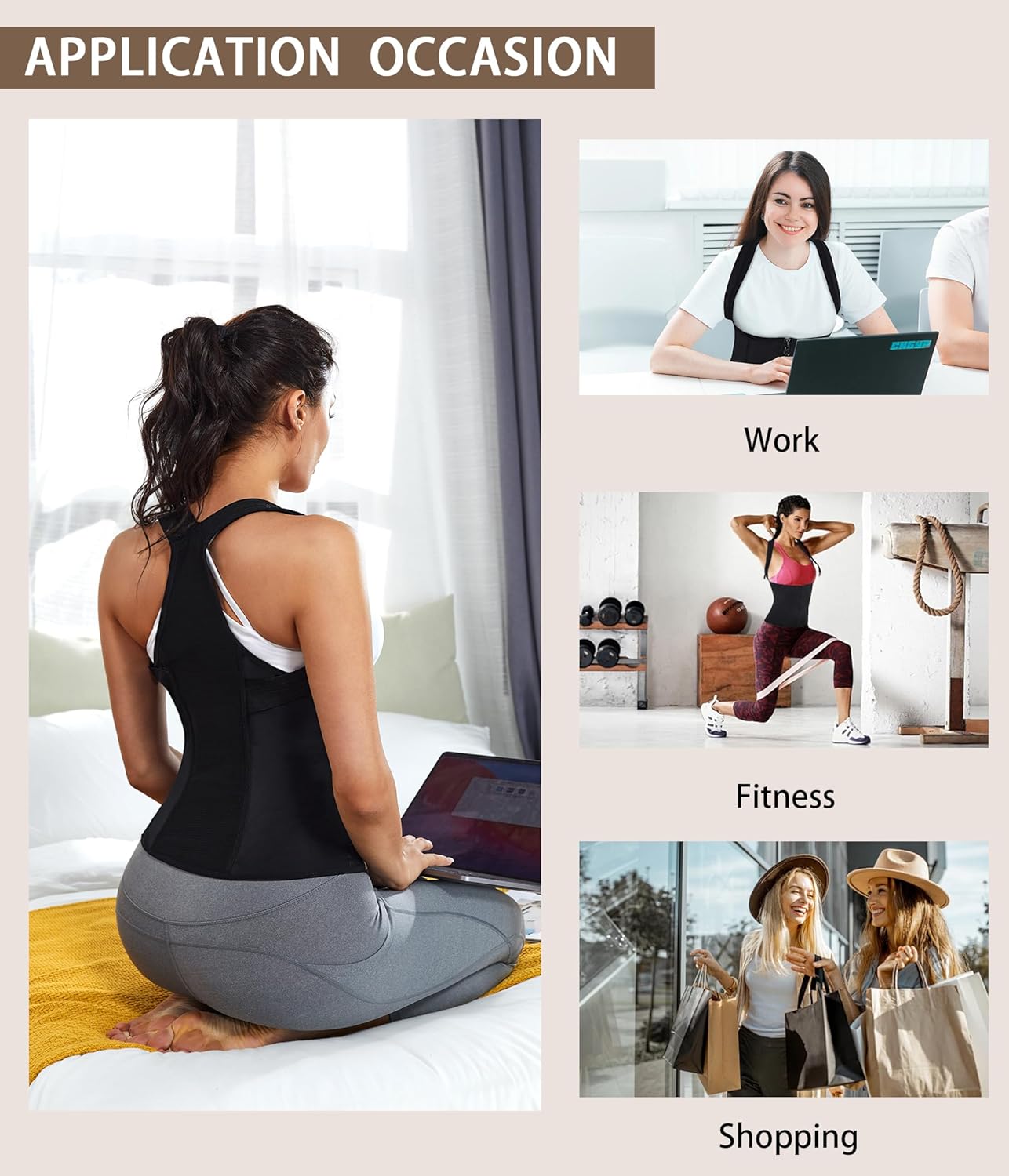 URSEXYLY Women Back Braces Posture Corrector Waist Trainer Vest Tummy Control Body Shaper for Spinal Neck Shoulder and Upper Back Support (L, Black)