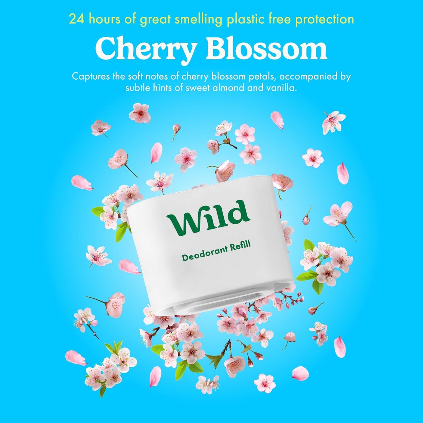 Wild - Aqua Case with Refill Variety Pack - Refillable Deodorant - Aluminum Free - Includes Fresh Cotton & Sea Salt, Cherry Blossom and Coconut & Vanilla Scents - Vegan