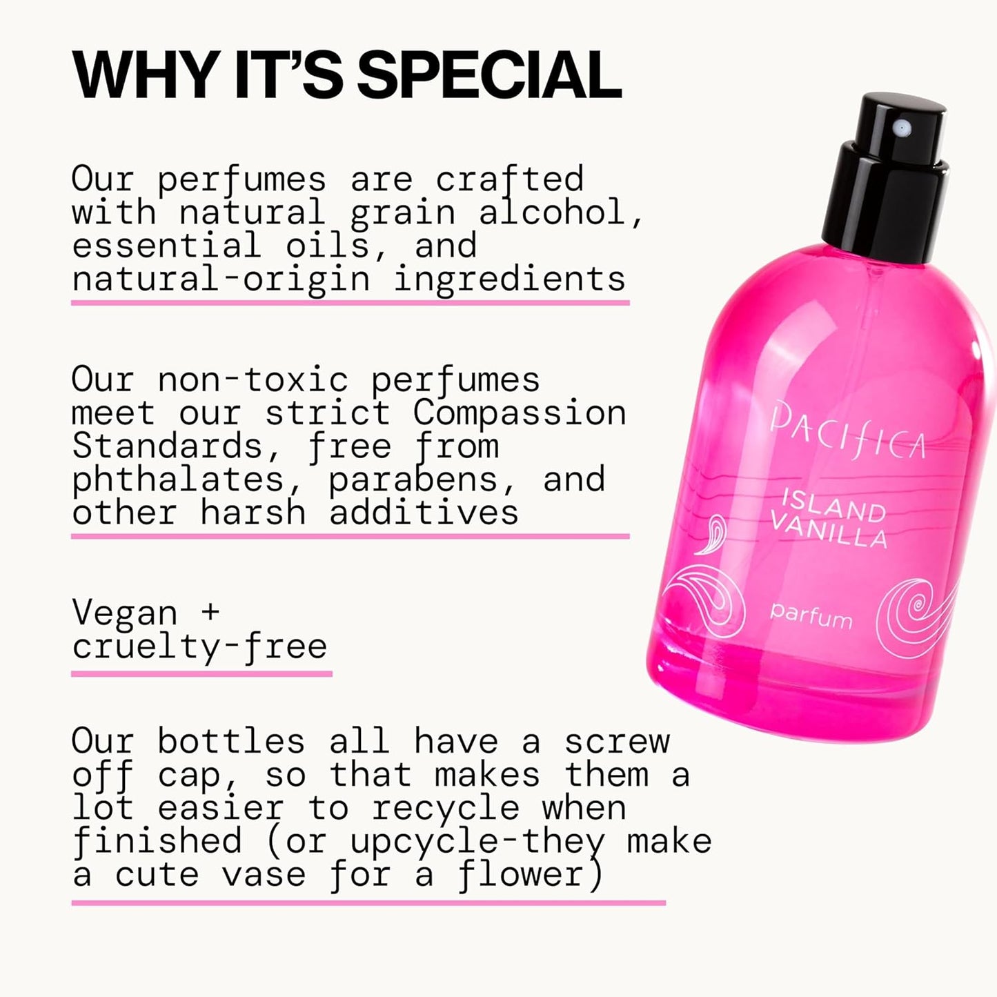 Pacifica Beauty Island Vanilla Spray Perfume – Sweet Tropical Vanilla Gourmand Scent, Long Lasting Everyday Signature Fragrance for Women, Non-Toxic, Vegan, Cruelty-Free Clean Perfume 2oz