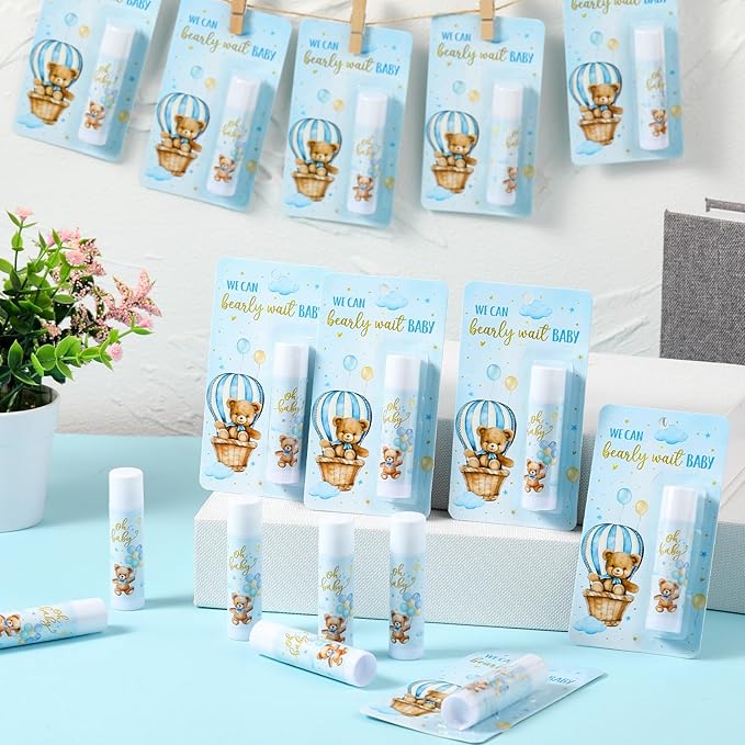 50 Pack Baby Shower Lip Balm Bulk Bear Baby Shower Favors Baby Mint Flavor Lip Balm Baby Shower Gifts for Guest Bear Themed Baby Shower Thank You Gifts Girls Boys Games Gender Reveal Favors