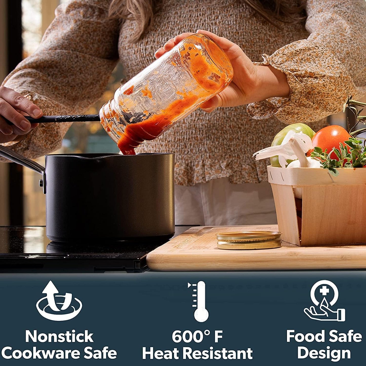 DI ORO Silicone Jar Spatulas for Scraping - Rubber Spatulas Silicone Heat Resistant - Kitchen Spatulas Nonstick Cookware Safe - Silicone Utensil Set for Blenders, Mixing, Baking, & Makeup (5pc, Red)